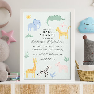 Invitation Baby shower   Cute Wildlife Baby Animaux