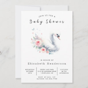 Invitation Baby shower cygne en ligne de Bohême