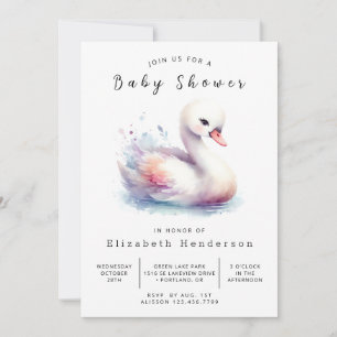 Invitation Baby shower cygne en ligne neutre pour les femmes