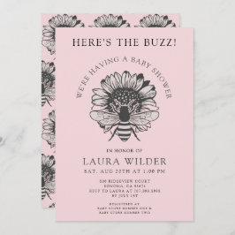 Invitation Baby shower d'abeille rose florale