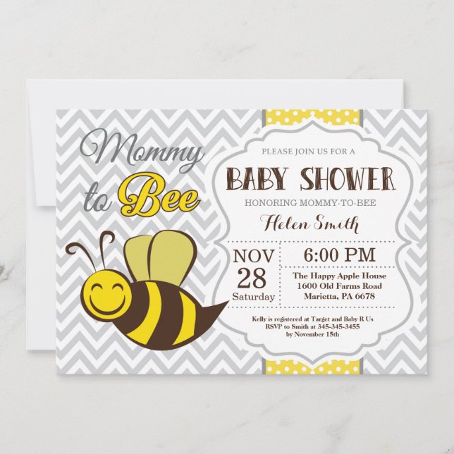 Invitation Baby shower d'abeilles (Devant)