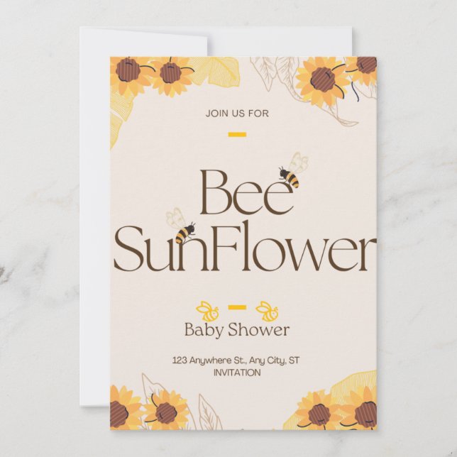 Invitation Baby shower d'abeilles (Devant)