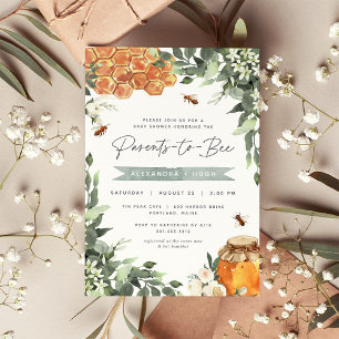Invitation Baby shower d'abeilles de miel à fleurs d'orange