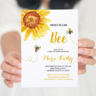Invitation Baby shower d'abeilles de tournesol