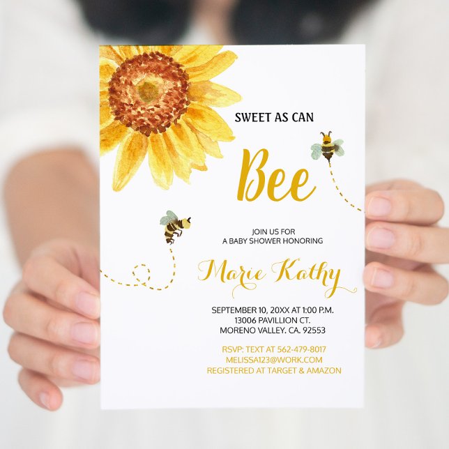 Invitation Baby shower d'abeilles de tournesol (Créateur téléchargé)