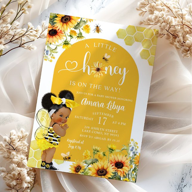 Invitation Baby shower d'abeilles de tournesol (Créateur téléchargé)