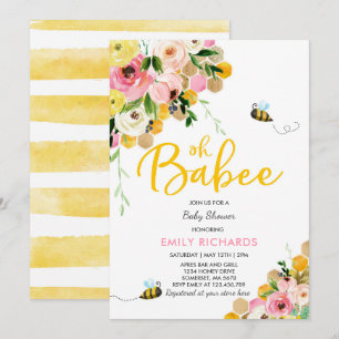 Invitation Baby shower d'abeilles Douche Florale p