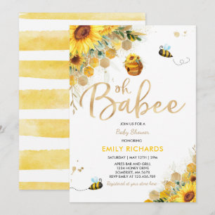 Invitation Baby shower d'abeilles Douche pour bébé florale ne
