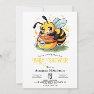 Invitation Baby shower d'abeilles lunaires Pastel