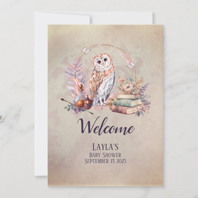 Invitation Baby shower d'accueil Magic Owl (Devant)