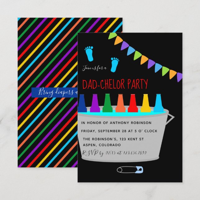 Invitation Baby shower Dadchelor Beer Keg Party (Devant / Derrière)