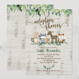 Invitation Baby shower d'adoption Animaux des bois