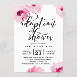 Invitation Baby shower d'adoption des Roses d'aquarelle rose