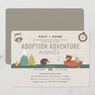 Invitation Baby shower d'adoption Neutre dans le bois d'avent