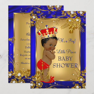 Invitation Baby shower d'Afrique Américaine Gold Red DD1
