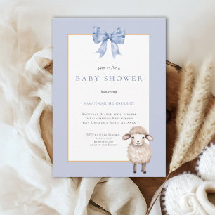 Invitation Baby shower d'agneau bleu