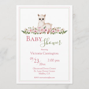 Invitation Baby shower d'agneau d'aquarelle rose