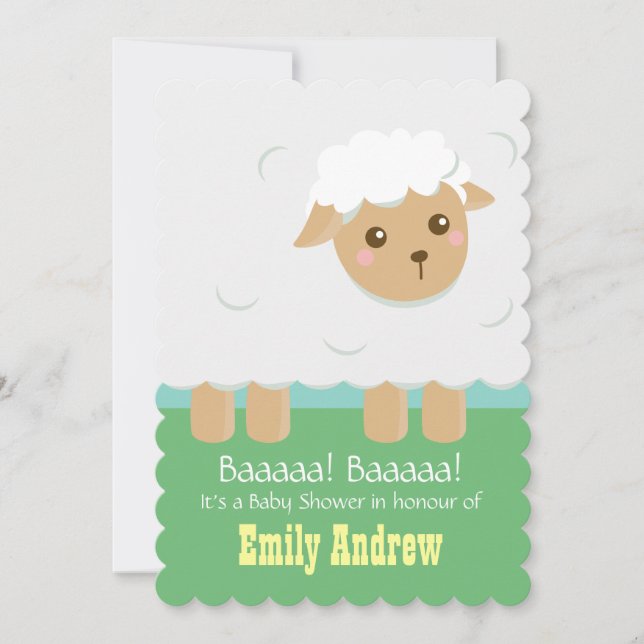 Invitation Baby shower d'agneau mou Neutre selon le sexe (Devant)