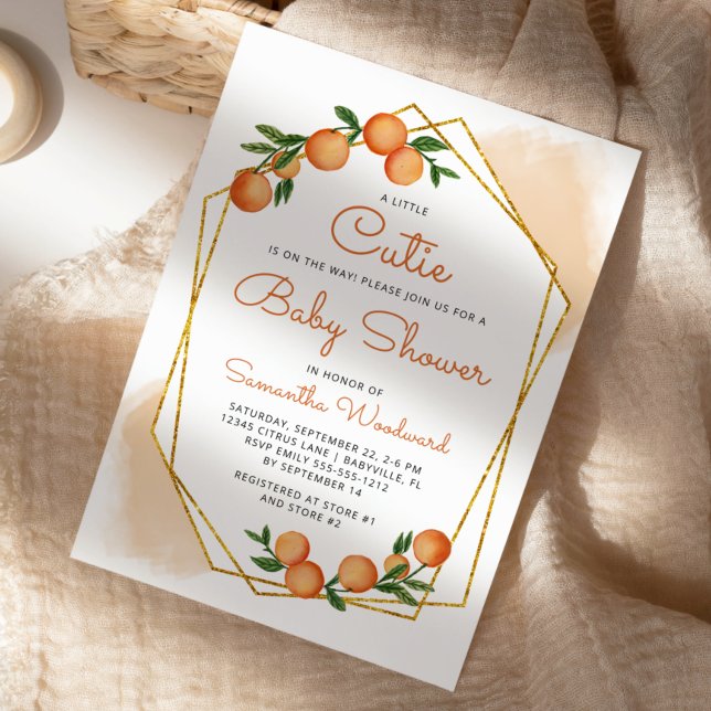 Invitation Baby shower d'agrumes de Little Cutie orange (Créateur téléchargé)