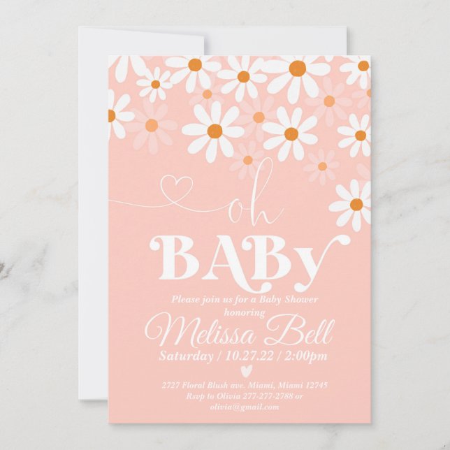 Invitation Baby shower Daisy Boho Retro Daisy Hipp (Devant)