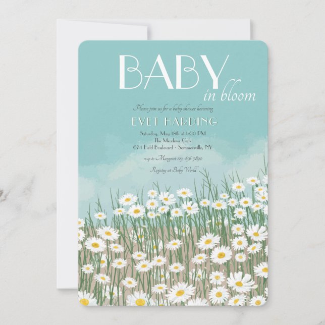 Invitation Baby shower Daisy Field (Devant)
