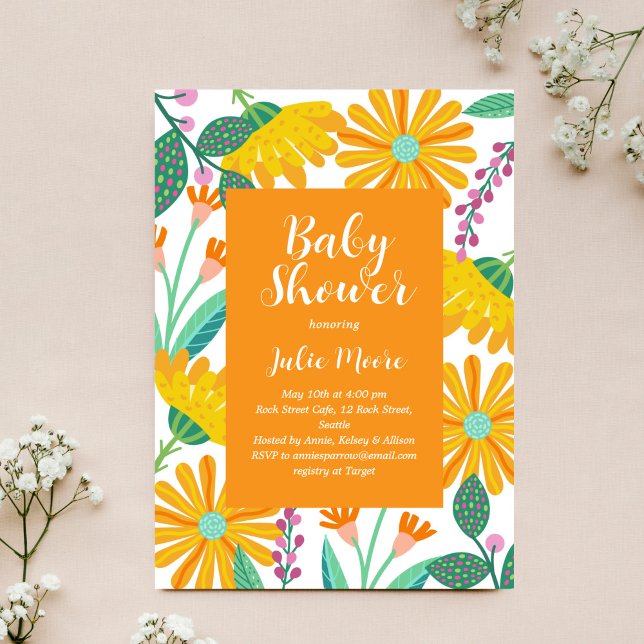 Invitation Baby shower d'alimentation des fleurs (Créateur téléchargé)