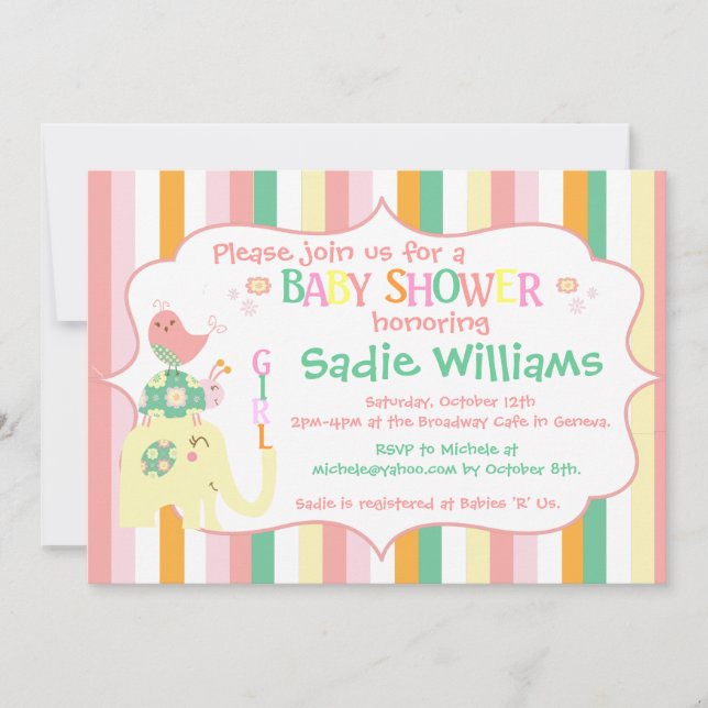 Invitation Baby shower d'Alphabet Animaux (Devant)