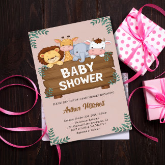 Invitation Baby shower d'amis de la Forêt Cute