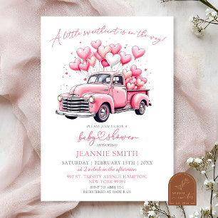 Invitation Baby shower d'amour du camion Valentine Retro