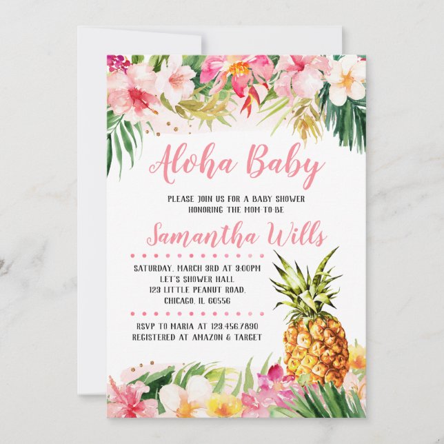 Invitation Baby shower d'ananas (Devant)