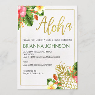 Invitation Baby shower d'ananas Aloha tropical