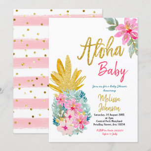 Invitation Baby shower d'ananas d'été Aloha
