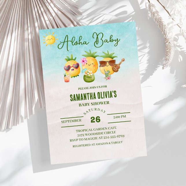 Invitation Baby shower d'ananas Hawaiian Luau Aloha (Créateur téléchargé)