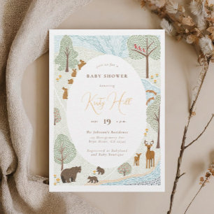 Invitation Baby shower d'animaux boisés modernes