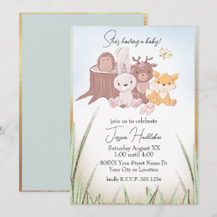 Invitation Baby shower d'animaux de bois mignons
