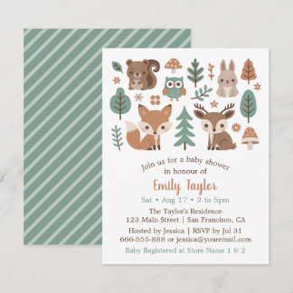 Invitation Baby shower d'animaux de bois rustiques mignons