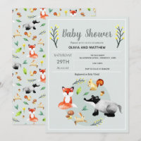 Baby shower d'animaux de forêt rustique