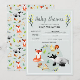 Invitation Baby shower d'animaux de forêt rustique