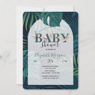 Invitation Baby shower d'animaux de la jungle Feuille de palm