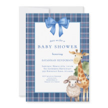 Baby shower d'animaux en bois de Bow bleu