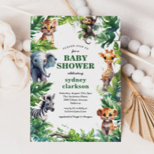 Baby shower d'animaux tropicaux de la Jungle migno