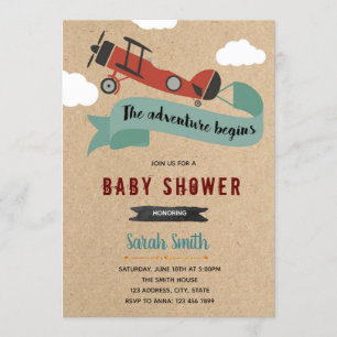Invitation Baby shower d'anniversaire d'avion