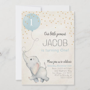 Invitation Baby shower d'anniversaire Elephant