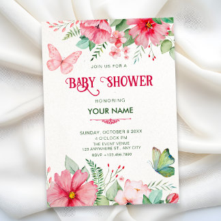 Invitation Baby shower dans un jardin floral