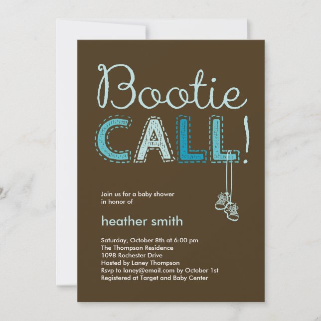 Invitation Baby shower d'appel Bootie - Bleu (Devant)