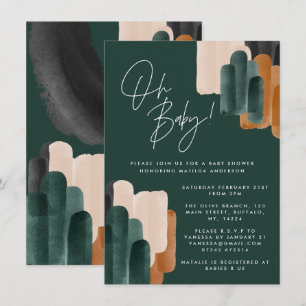 Invitation Baby shower d'aquarelle abstrait en terre cuite ve