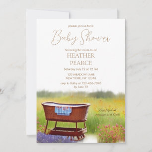 Invitation Baby shower d'aquarelle Bassinet vintage