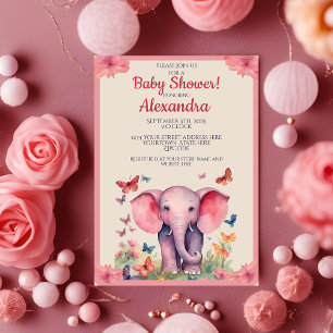 Invitation Baby shower d'aquarelle bébé éléphant