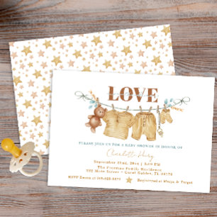 Invitation Baby shower d'aquarelle Boho Brown