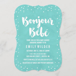Invitation Baby shower d'aquarelle Bonjour Bebe
